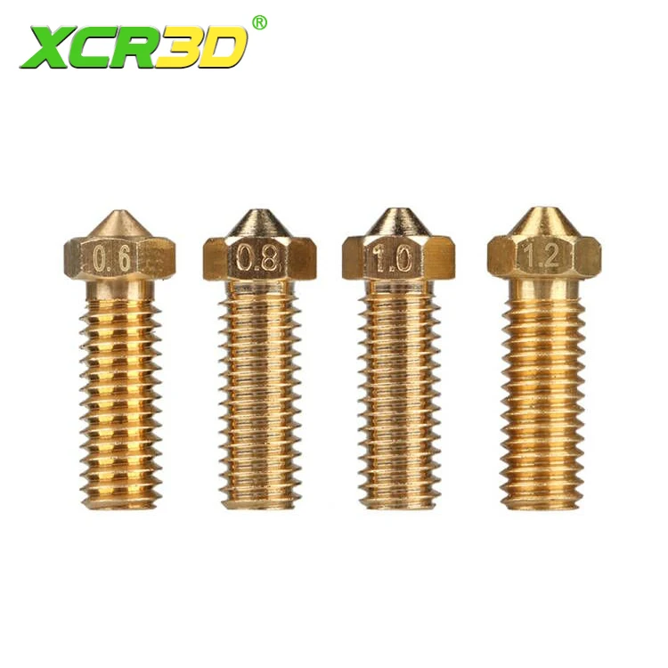 

XCR 3D Printer Parts Brass Volcano Nozzle 0.6mm/0.8mm/1.0mm/1.2mm For 1.75mm Filament M6 Thread Extruder E3D V6 Volcano Hotend