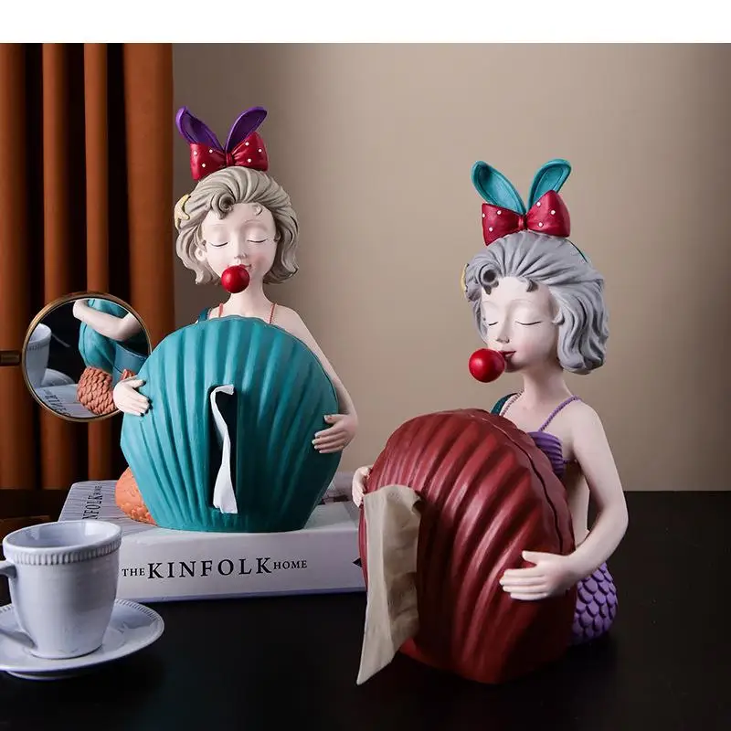 Nordic Mermaid Shape Tissue Box Resin Home Living Room Bedroom Tissue Box Holder Ornaments Bathroom Draw Paper Storage Box
Nordic Mermaid Shape Tissue Box Resin Home Living Room Bedroom Tissue Box Holder Ornaments Bathroom Draw Paper Storage Box