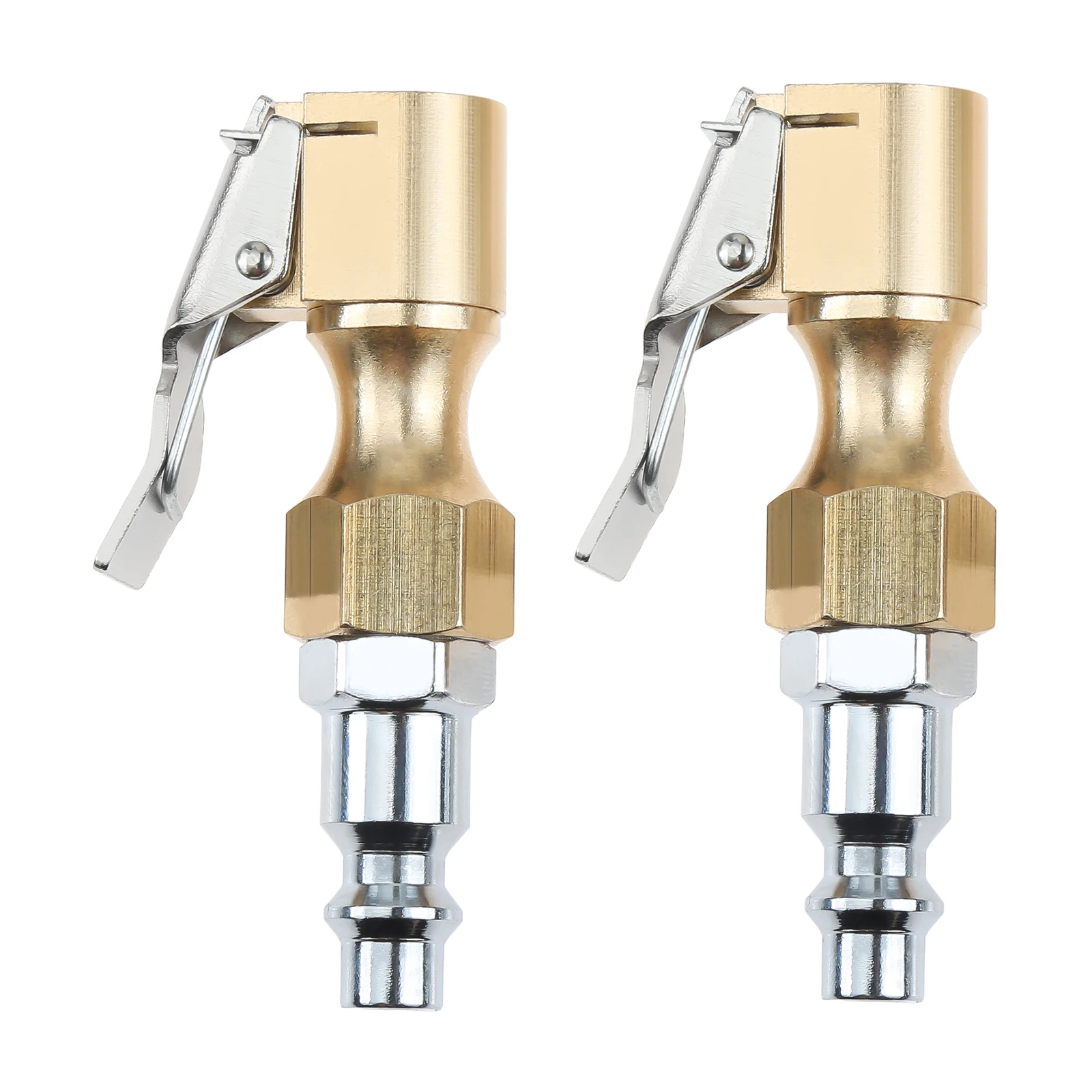 

2Pcs Brass Air Chuck Open Flow Lock On Tire Chuck with Clip for Inflator Gauge Compressor Accessories