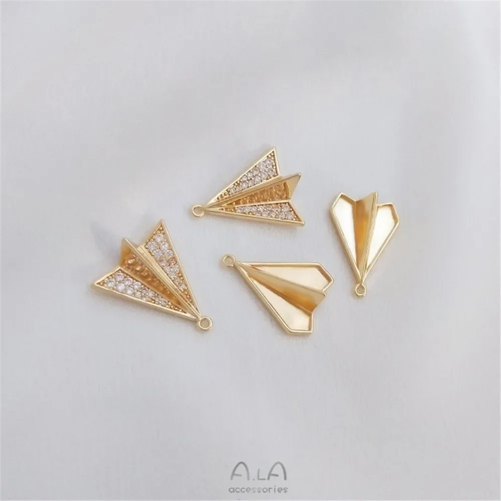 

14K gold bag color preserving inlaid zircon fashion aircraft pendant handmade DIY bracelet necklace headpiece Pendant