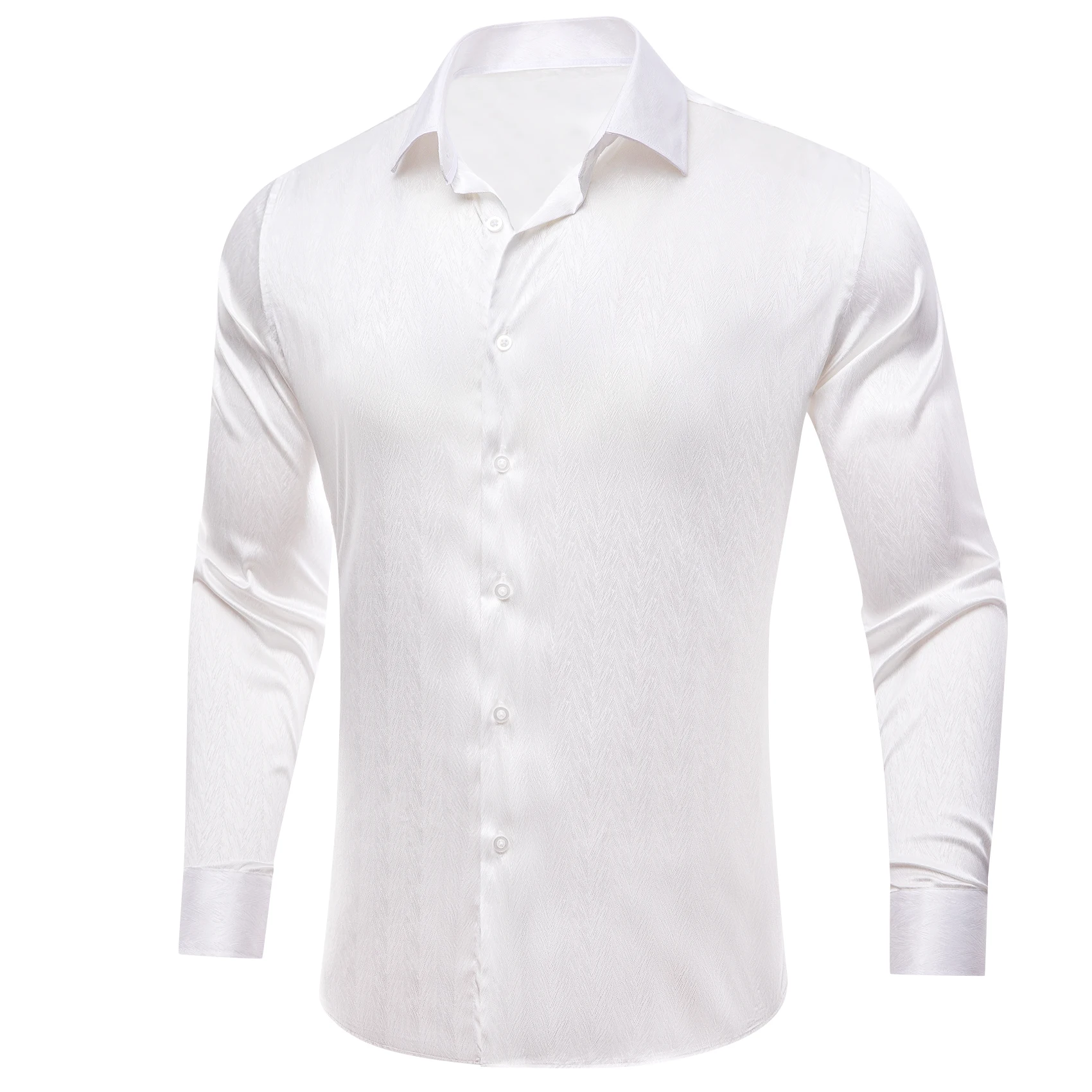 

Роскошные шелковые рубашки для мужчин, атласная белая однотонная приталенная Мужская блузка с длинным рукавом, повседневные деловые топы, дышащие рубашки Barry Wang
