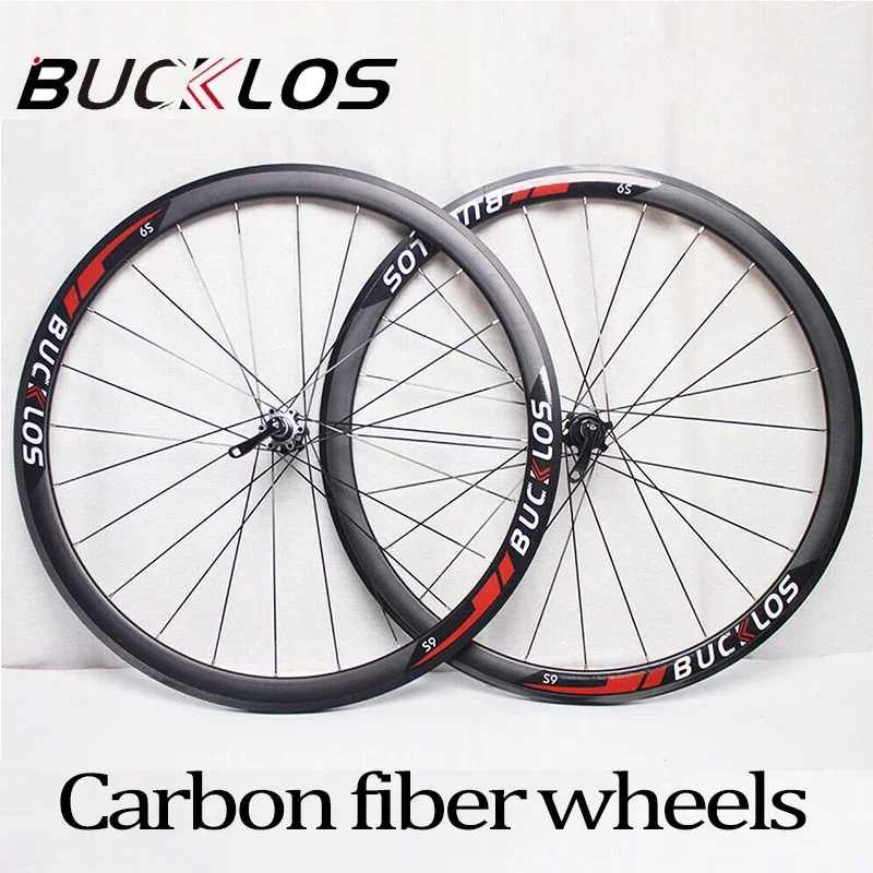 

Колесная пара BUCKLOS 700c, комплект колес с дисковым тормозом для дорожного велосипеда, из углеродного волокна, подходит для 8/9/10/11s Shimano HG, детали для велосипеда