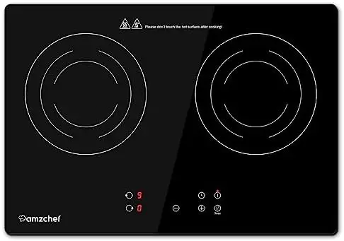 

Двойная индукционная плита AMZCHEF, индукционная плита, 2 горелки для RV, встроенные электрические Варочные панели с 9 уровнями мощности