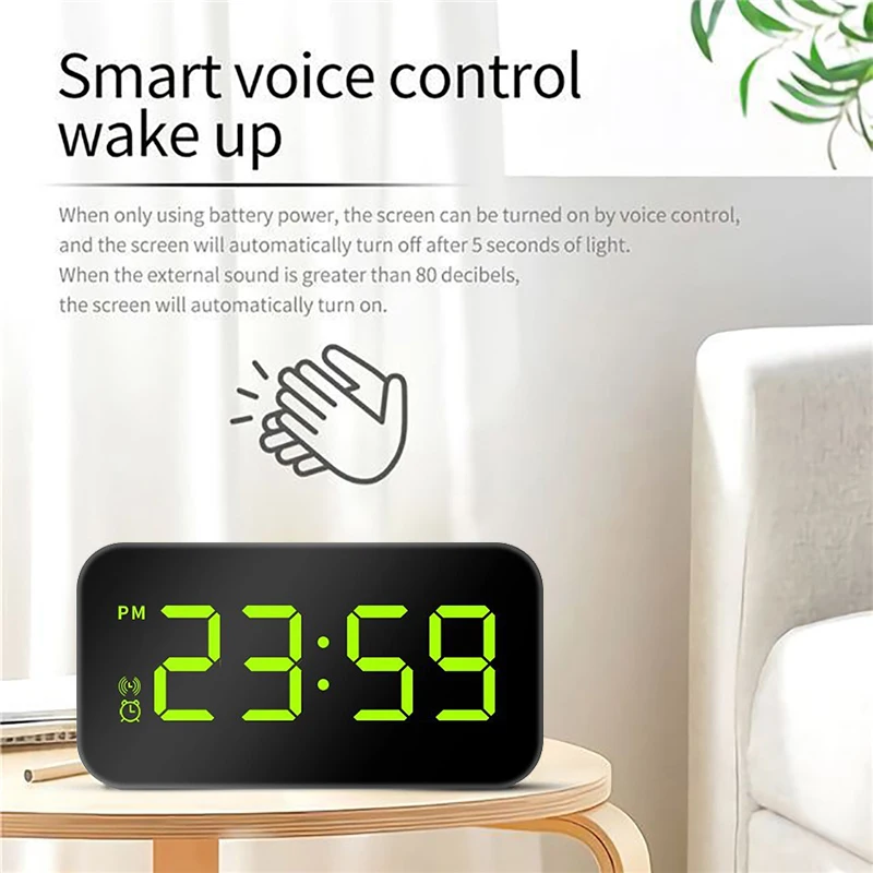 Desktop Intelligent Voice Control Clock LED Digital Alarm Clock Adjustable Brightness Mute Snooze Function Electronic Clock
Desktop Intelligent Voice Control Clock LED Digital Alarm Clock Adjustable Brightness Mute Snooze Function Electronic Clock