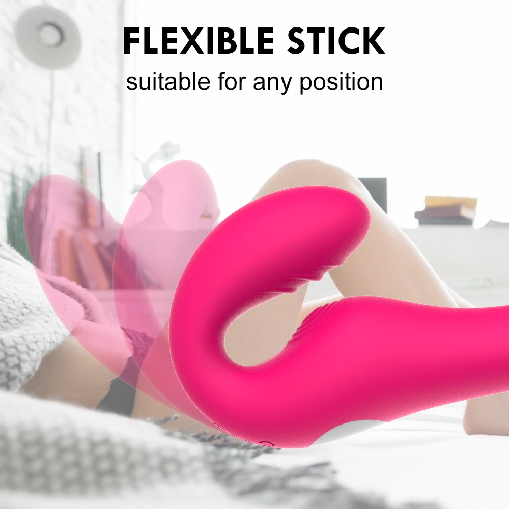 Vibromasseur gode sans bretelles pour femme, double vibrant, point G, jouets sexuels pour adultes, masseur de prostate anal pour couple, 10 vitesses 4