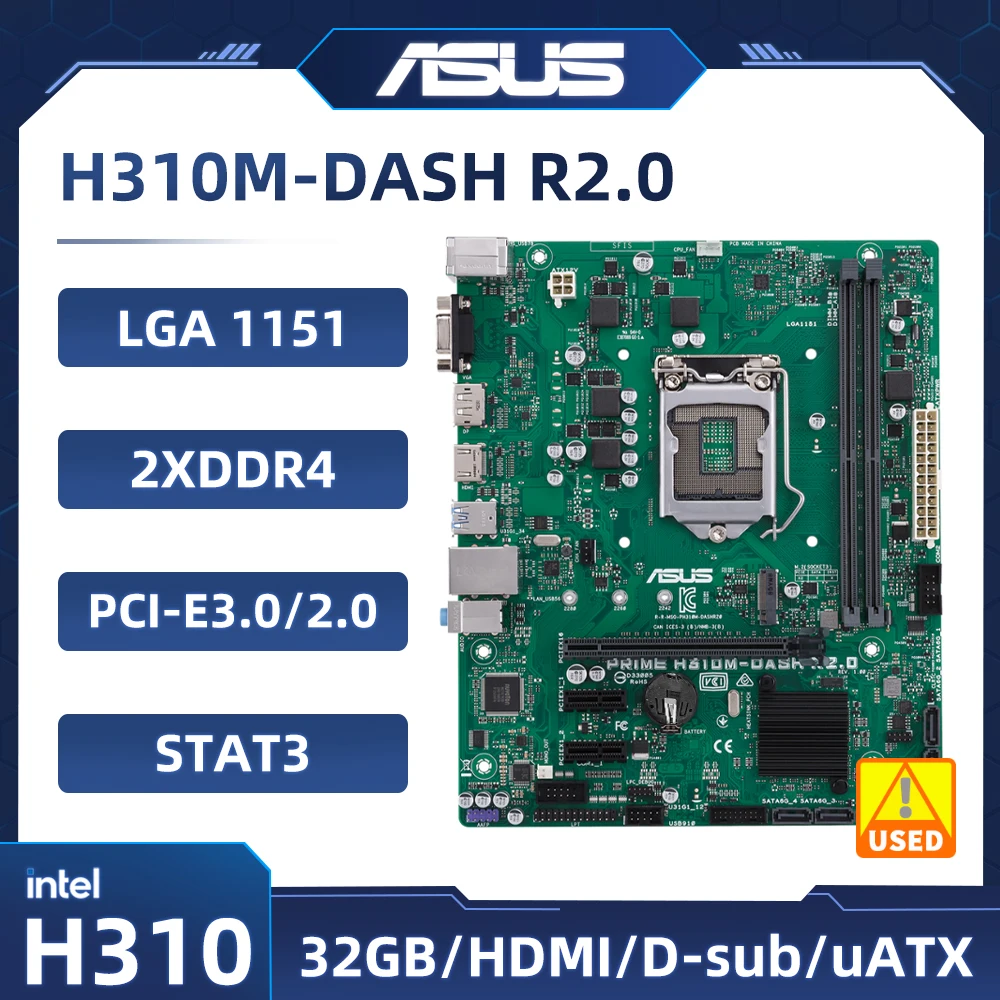 

ASUS H310M-DASH R2.0 Motherboard Intel H310 LGA 1151 DDR4 32GB PCIe 3.0 USB 3.1support 9th/8th Gen Intel cpu