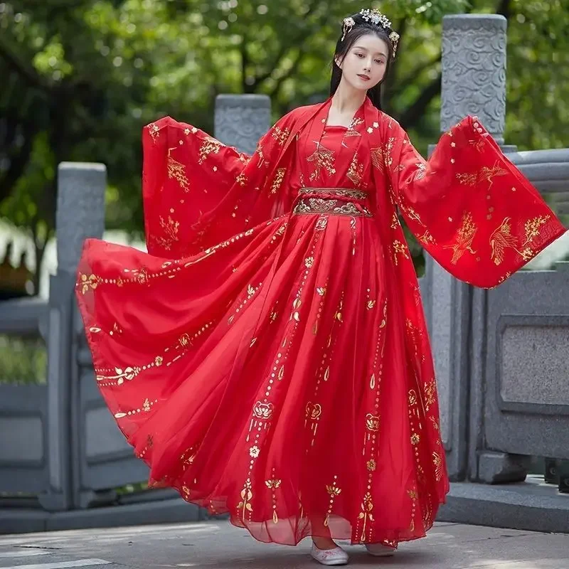 

Платье Hanfu женское сказочное в традиционном китайском стиле Ханьская элегантная женская юбка на талии костюм для выступления великолепный