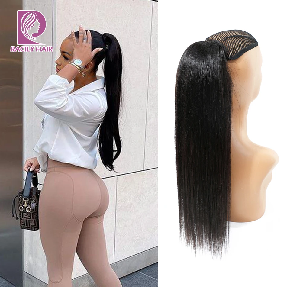 

Drawstring Ponytail Human Hair Extensions With Clip In Natural Straight Ponytail Hair Brazilian Remy Hair Ponytails For Women