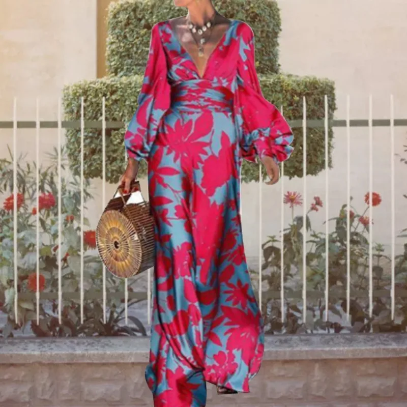 Spring and Autumn Women's Dress Temperament V-neck High-waisted Long Dress Printing Women's Commuting Long Sleeve Summer Dress
Spring and Autumn Women's Dress Temperament V-neck High-waisted Long Dress Printing Women's Commuting Long Sleeve Summer Dress