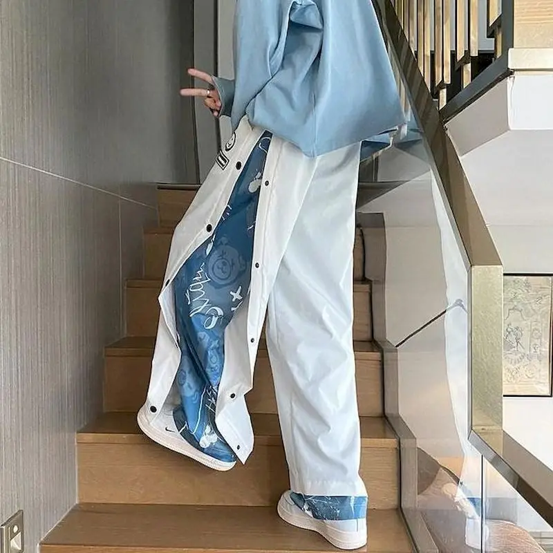 High street pants casual trousers buttoned male gothic loose straight wide leg fake two piece pants high street men's bottoms
High street pants casual trousers buttoned male gothic loose straight wide leg fake two piece pants high street men's bottoms