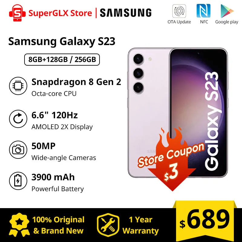 Оригинальный Новый Samsung Galaxy S23, 6,1 дюйма, Snapdragon 8 Gen 2, 120 Гц, AMOLED, 2X дисплей, сотовый телефон с Android 13, телефон Samsung s23
Оригинальный Новый Samsung Galaxy S23, 6,1 дюйма, Snapdragon 8 Gen 2, 120 Гц, AMOLED, 2X дисплей, сотовый телефон с Android 13, телефон Samsung s23
