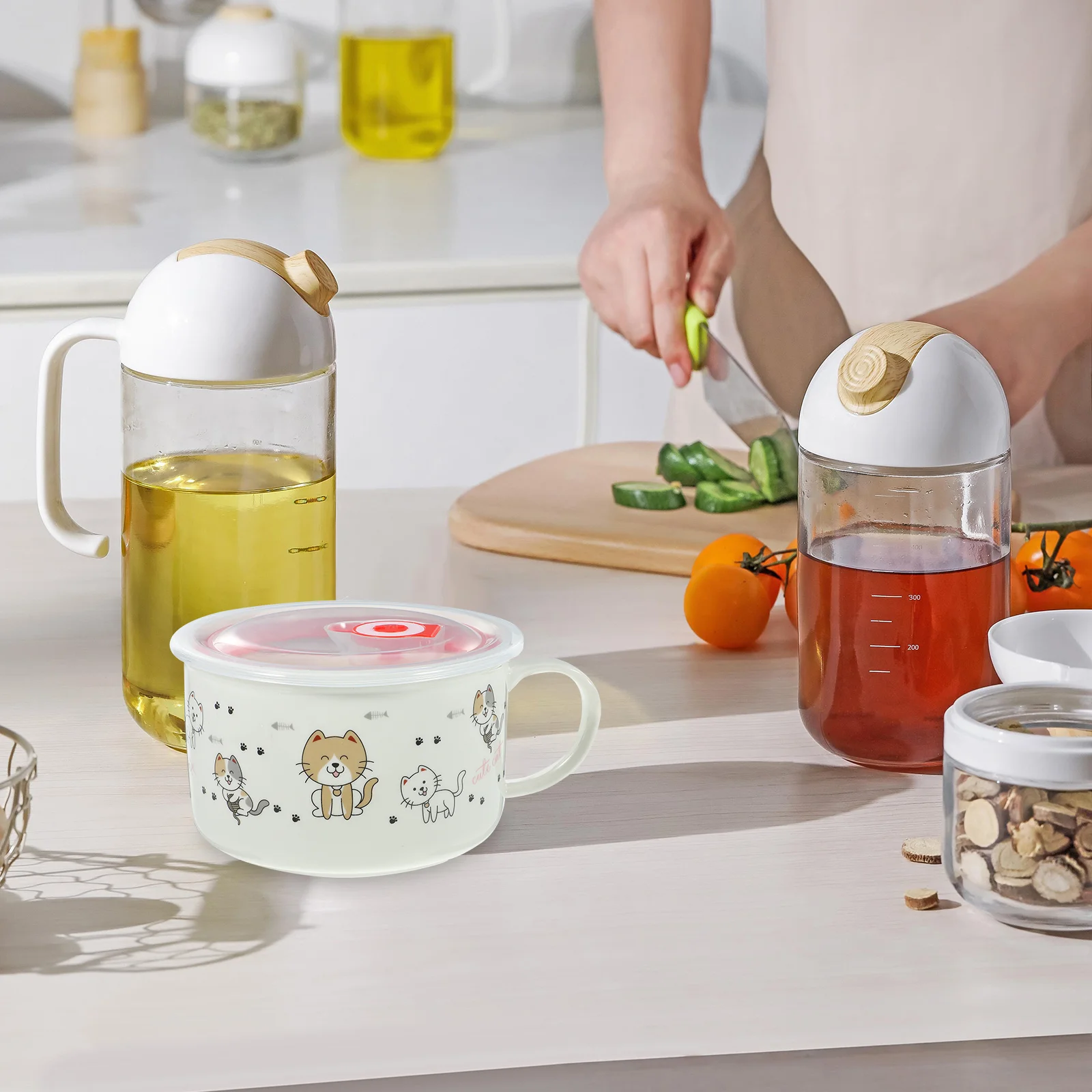 Ceramic Bowls Lids Cat Pattern Noodle Bowl Ramen Bowl Lid Handle Rice Soup Bowl Dessert Salad Fruit Dish Breakfast Bowl
Ceramic Bowls Lids Cat Pattern Noodle Bowl Ramen Bowl Lid Handle Rice Soup Bowl Dessert Salad Fruit Dish Breakfast Bowl