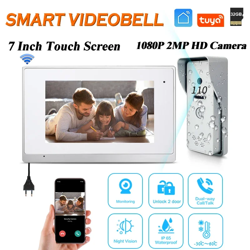 Smart Ip Wifi Tuya Smrt Life App Wired Wireless Video Door Phone7" Intercom For Home Touch Screen Built-In Color Tv Camera
Smart Ip Wifi Tuya Smrt Life App Wired Wireless Video Door Phone7" Intercom For Home Touch Screen Built-In Color Tv Camera