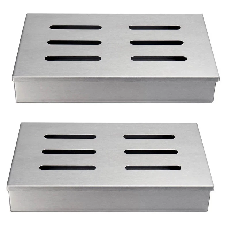 2Pcs Stainless Steel Cold Smoke Box BBQ Grill Accessories Wooden Chips Square Smoker Generator Box Outdoor 
2Pcs Stainless Steel Cold Smoke Box BBQ Grill Accessories Wooden Chips Square Smoker Generator Box Outdoor
