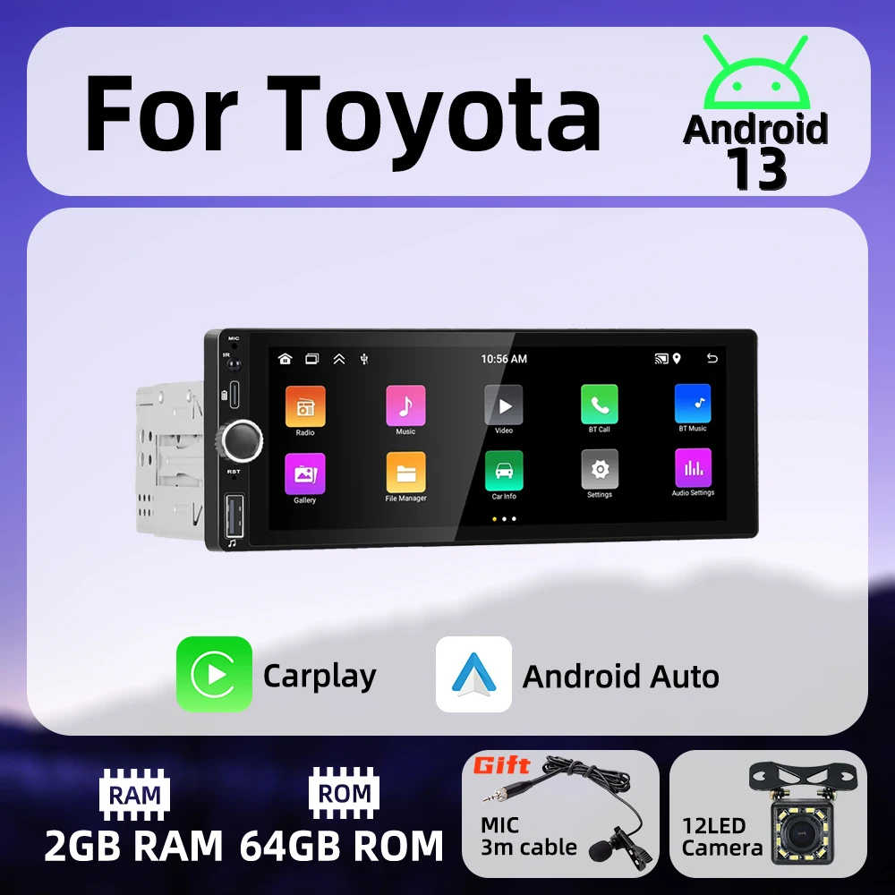 1 Din Wireless Carplay Android Auto Radio Android Car Multimedia for Toyota 6.86" Screen Stereo Head Unit Autoradio GPS BT Wifi
1 Din Wireless Carplay Android Auto Radio Android Car Multimedia for Toyota 6.86" Screen Stereo Head Unit Autoradio GPS BT Wifi