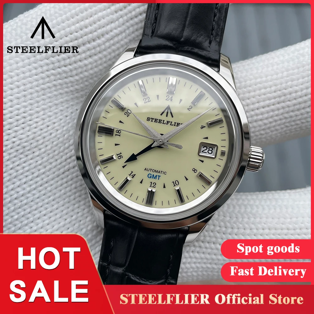 

STEELFLIER Official SF791 GMT Wristwatch 4 Pointers Sapphire Crystal 200M Waterproof Japan NH34 Movement Luxury Mechanical Watch