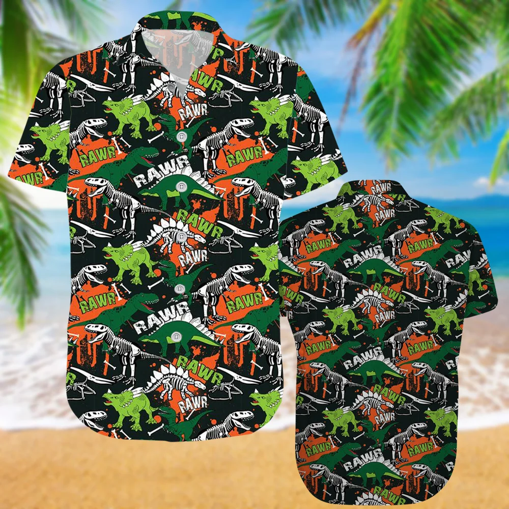 

Dinosaur Hawaiian Men'S Shirt T-shirts for men Short sleeve tee tops Oversized shirt summer men dress shirt Men's clothing