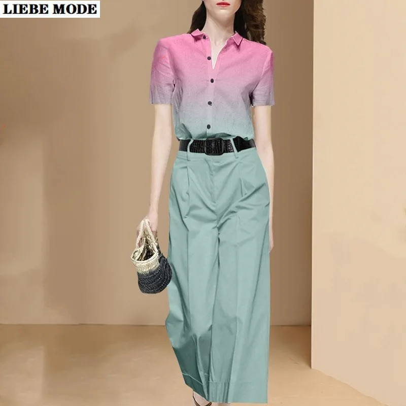 New Summer Style Women's Business Casual 2 Piece Set Short Sleeve Shirt Blouse and Wide Leg Pants Office Work Wear Pants Suits
New Summer Style Women's Business Casual 2 Piece Set Short Sleeve Shirt Blouse and Wide Leg Pants Office Work Wear Pants Suits