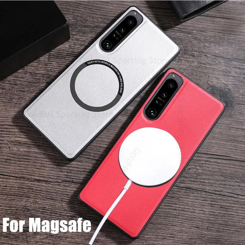 

For Magsafe Magnetic Leather Phone Case For Sony Xperia 1 5 10 Wireless Charging Magsafing Cover For Xperia 1 10 III 5 II Fundas