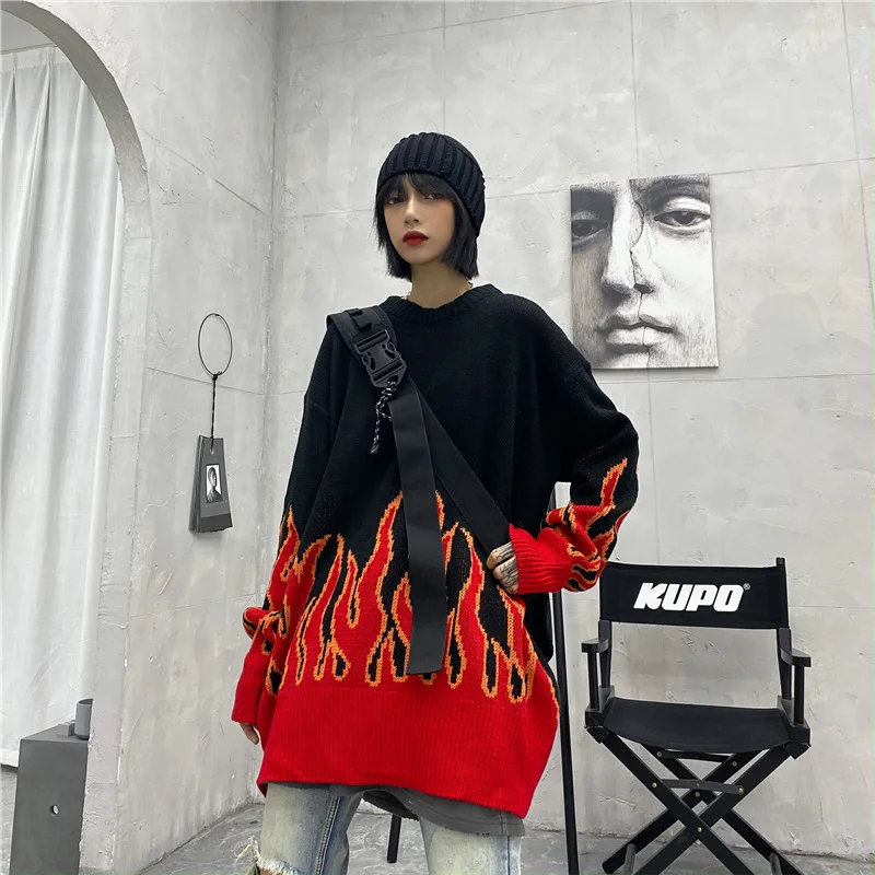Y2k Sweater 2023 Women's New Loose Flame Print Pullover Sweater Кофта Женская Sueter Mujer Plus Size Sweaters
Y2k Sweater 2023 Women's New Loose Flame Print Pullover Sweater Кофта Женская Sueter Mujer Plus Size Sweaters