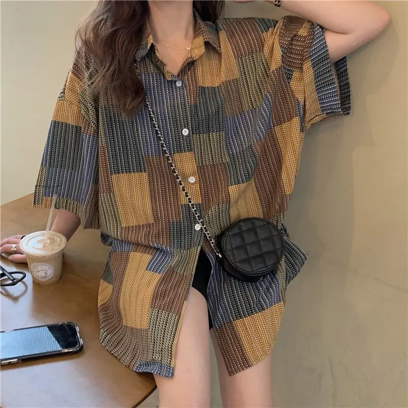 QWEEK Vintage Plaid Striped Shirts Streetwear Oversized Blouses Korean Style Short Sleeve Top Women Harajuku Fashion Chic Summer
QWEEK Vintage Plaid Striped Shirts Streetwear Oversized Blouses Korean Style Short Sleeve Top Women Harajuku Fashion Chic Summer
