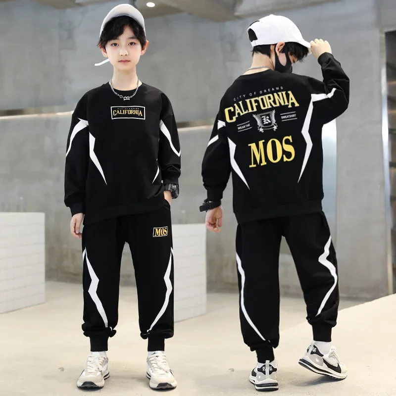 

Boys Contrast Alphabet Lightning Sweatshirt+Sweatpant Sets Children Tracksuit Kids Outfits Jumper Pant Jogger Set for 5-15 Years