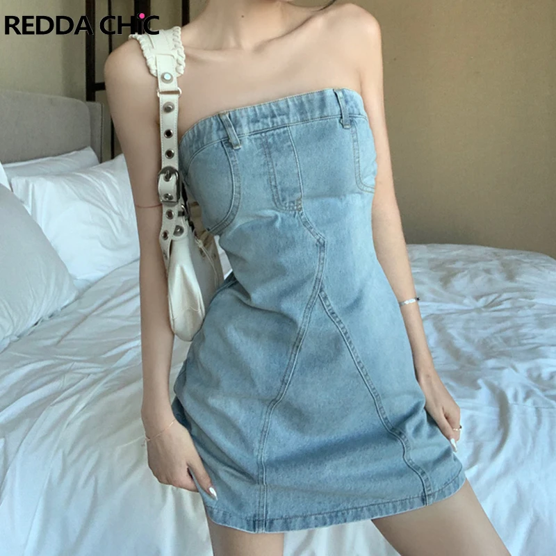ReddaChic Blue Wash Corset Mini Dress for Women Y2k Retro Spliced Off-shoulder Sleeveless Bodycon Denim Dress Summer One-piece
ReddaChic Blue Wash Corset Mini Dress for Women Y2k Retro Spliced Off-shoulder Sleeveless Bodycon Denim Dress Summer One-piece