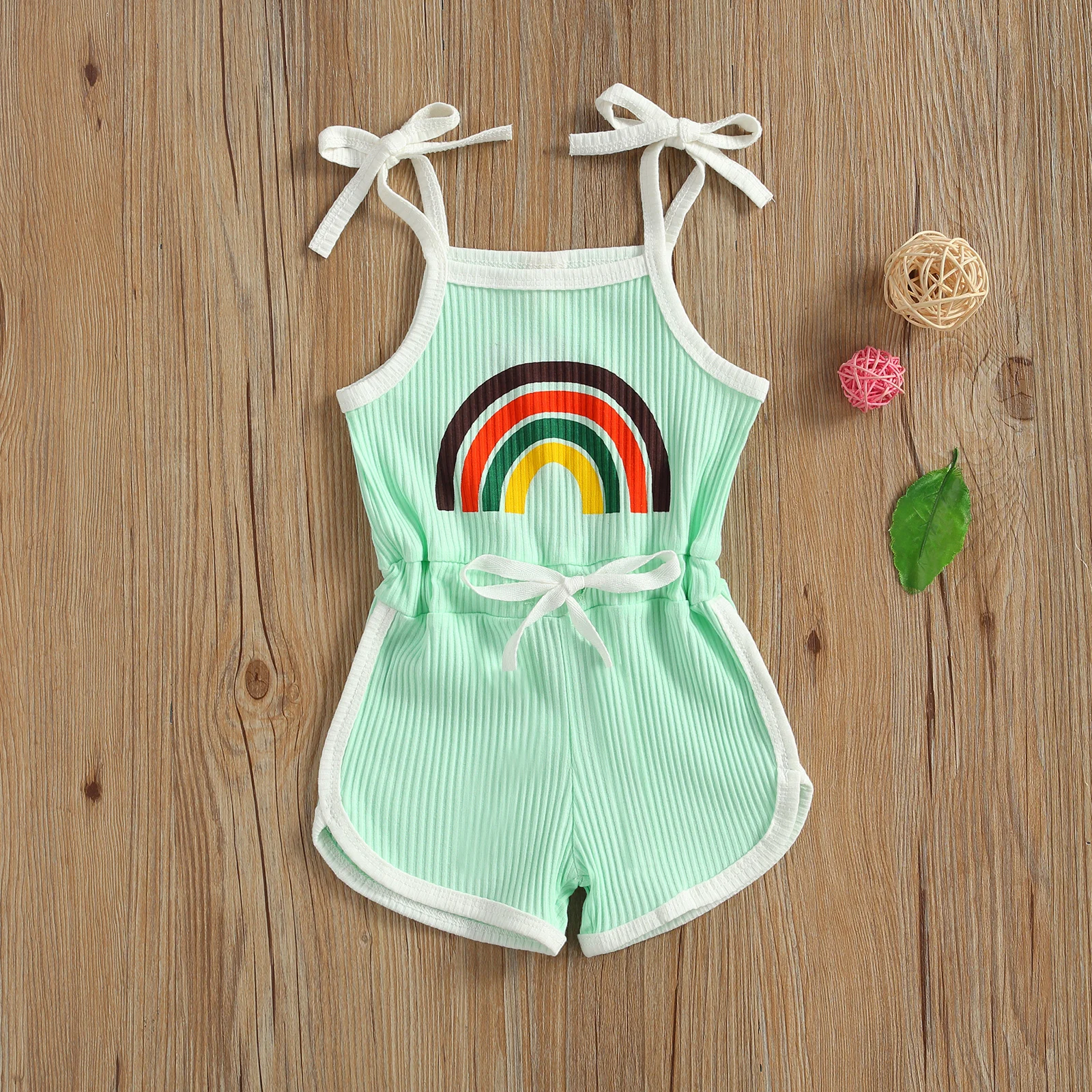 

Toddler Baby Girl Summer Clothes Rainbow Romper Tie-Up Strap Halter Jumpsuit Infant Summer Sling Playsuit