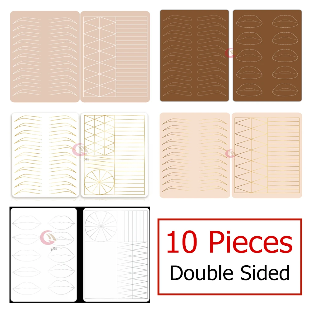 

Double Sided Practice Skin Sheet Microblading Tattoo PMU Makeup Silicone Ombre Powder Brows Lip Training Pad 10 pcs
