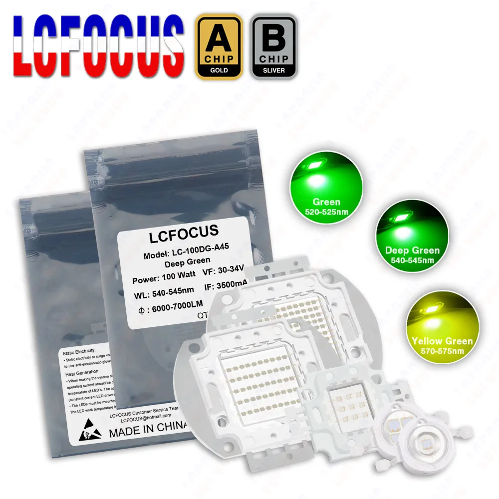 

LED Chip 1W 3W 5W 10W 20W 30W 50W 100W Yellow Deep Green 520-525nm 540-545nm 570-575nm For 1 3 5 20 30 50 100 W Watt Lamp Bulbs