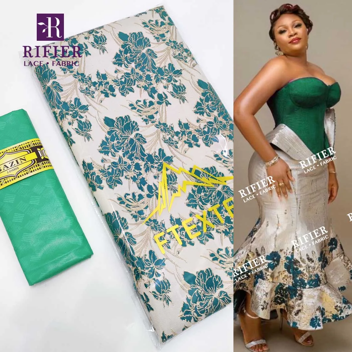 Green Organza Brocade And Original Bazin Riche Lace Fabric 2.5+2.5 Yards Top Quality Green Organza Net Tulle Lace With Guipure
Green Organza Brocade And Original Bazin Riche Lace Fabric 2.5+2.5 Yards Top Quality Green Organza Net Tulle Lace With Guipure