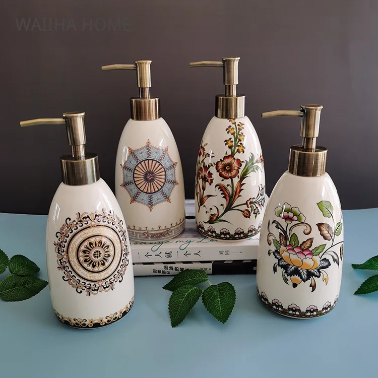 

Ceramic hand sanitizer bottle creative American style shower gel detergent liquid bottling kitchen soap dispenser DyuIhr
