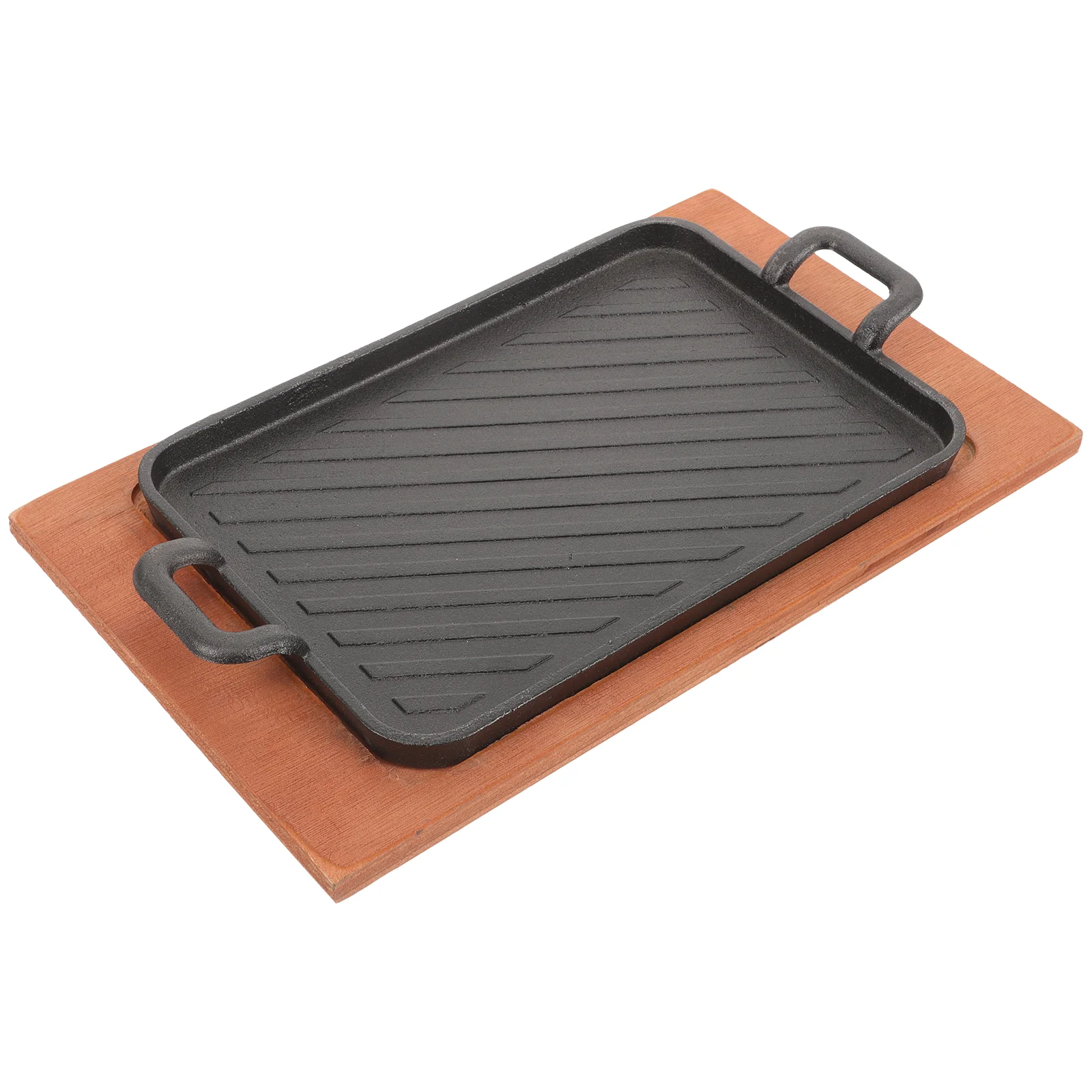 

Thickened Two-ear Teppanyaki Plate Rectangular Japanese-style Barbecue Steak Western-style Refined (1 Set) Bbq Grilling Griddle