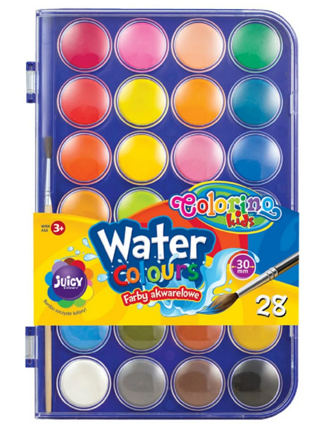 Colorino watercolor paints + brush 28 colors in plastic packaging | Канцтовары для офиса и дома