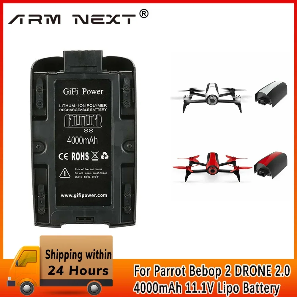 

4000mah 11.1v High Capacity Rechargeable Battery Pack For Parrot Bebop 2 Drone Large Capacity Battery