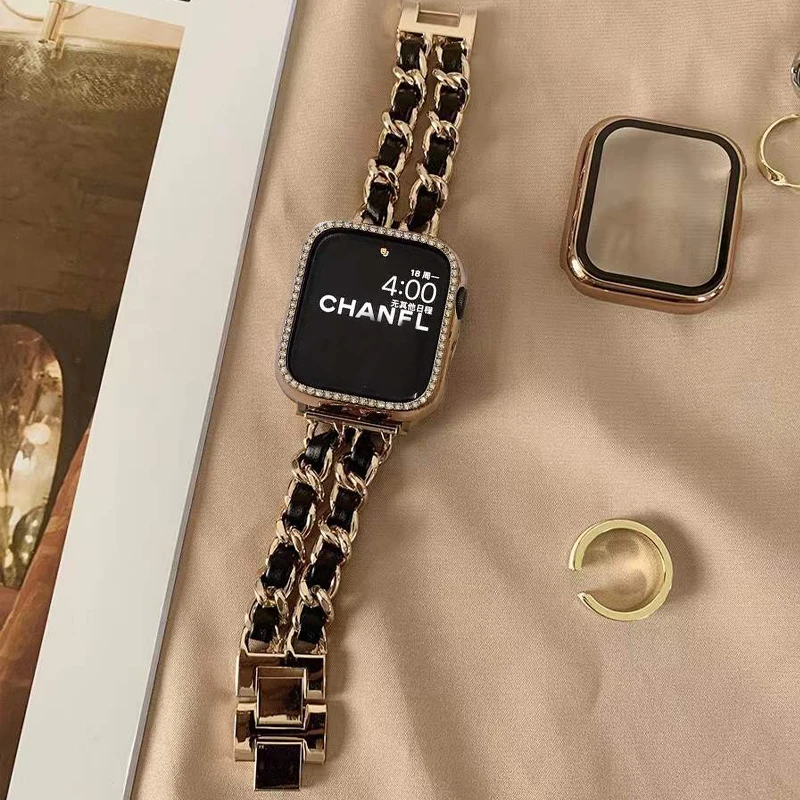 Женский золотистый браслет для Apple Watch 76se 41 45 38/42 мм женский роскошный