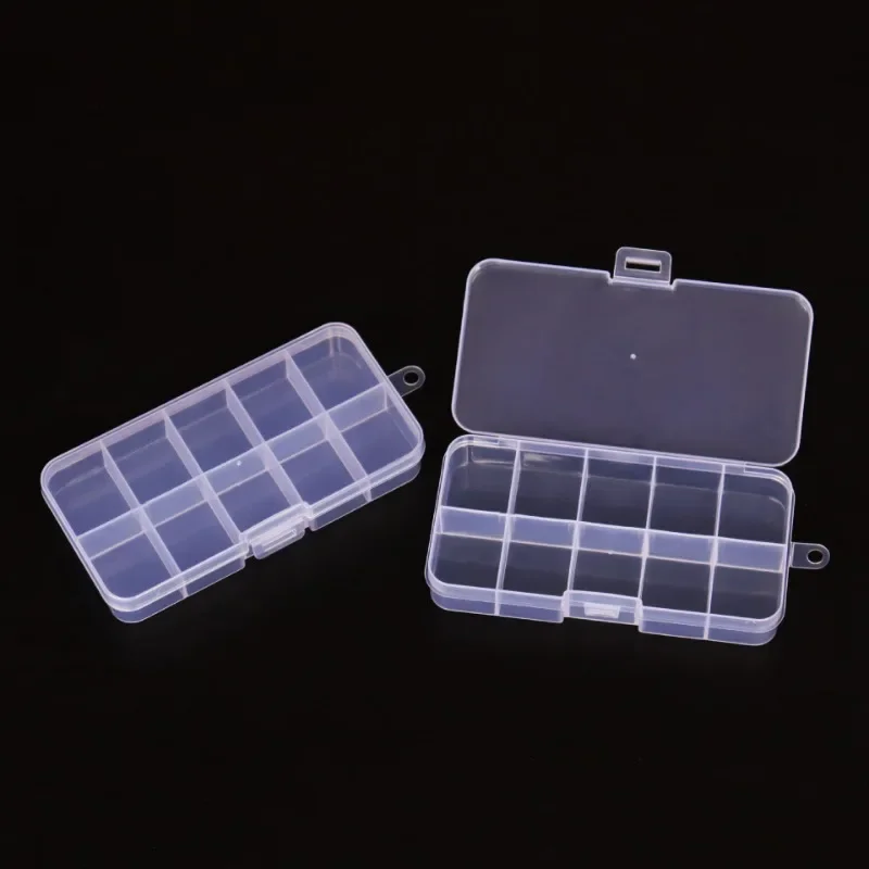 

Small fixed 10-compartment transparent plastic detachable earrings, jewelry buttons, sorting components, accessories storage box