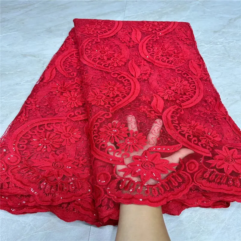 High Quality African Lace Fabric 2024 Red French Net Sequins Fabric Sewing Embroidered Lace Tulle Nigerian Lace Fabric 5Yards
High Quality African Lace Fabric 2024 Red French Net Sequins Fabric Sewing Embroidered Lace Tulle Nigerian Lace Fabric 5Yards