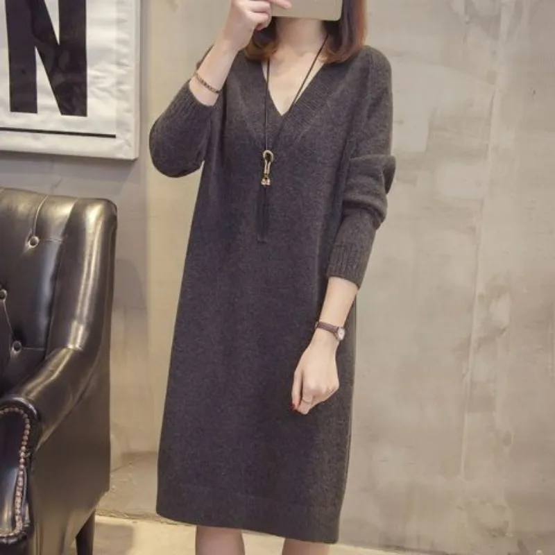 Women New Autumn/winter Sweater Dress In 2023 with Low Neck and Medium Length Korean Bottoming Shirt Plus Size Sweater Loose
Women New Autumn/winter Sweater Dress In 2023 with Low Neck and Medium Length Korean Bottoming Shirt Plus Size Sweater Loose