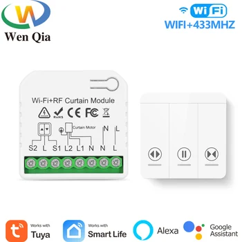 투야 스마트 라이프 와이파이 블라인드 전기 커튼 스위치, RF 433 Mhz 리모컨 전기 롤러 셔터, 구글 홈 알렉사