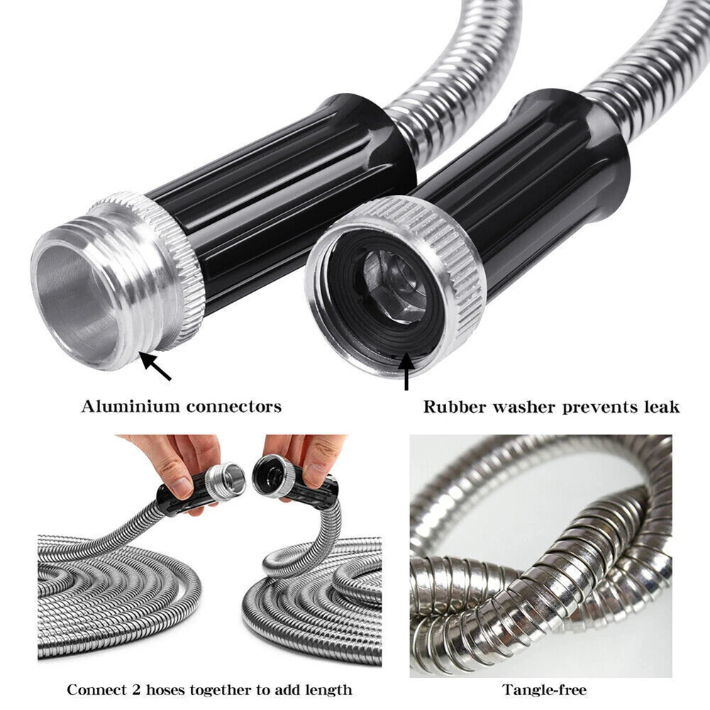 Lightweight Flexible Metal Garden Water Hose, 25FT Stainless Steel Water Hose for Powerful Stream, Durable and Rust Resistant
Lightweight Flexible Metal Garden Water Hose, 25FT Stainless Steel Water Hose for Powerful Stream, Durable and Rust Resistant