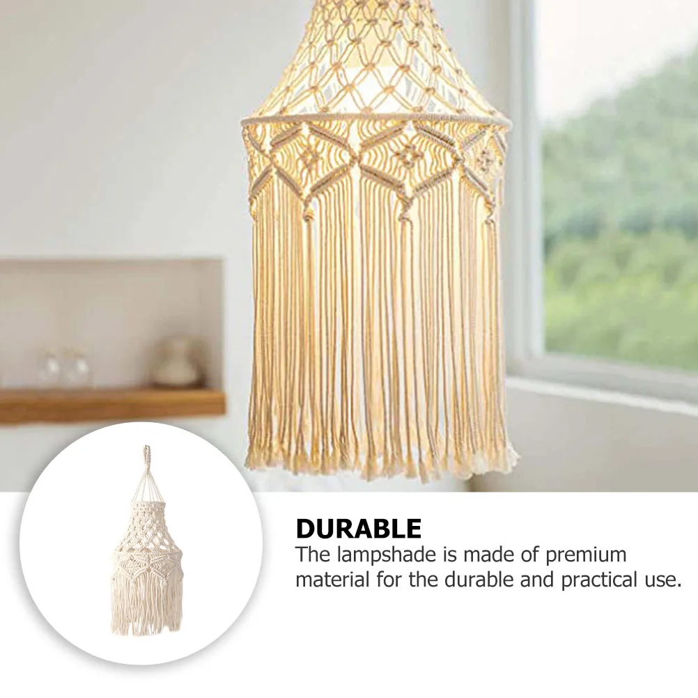 Boho Woven Ceiling Light Cover - Cotton Hanging Lampshade with Dust Protection 1 Sfb52f769ba9e4f108a10b7592e70969b7