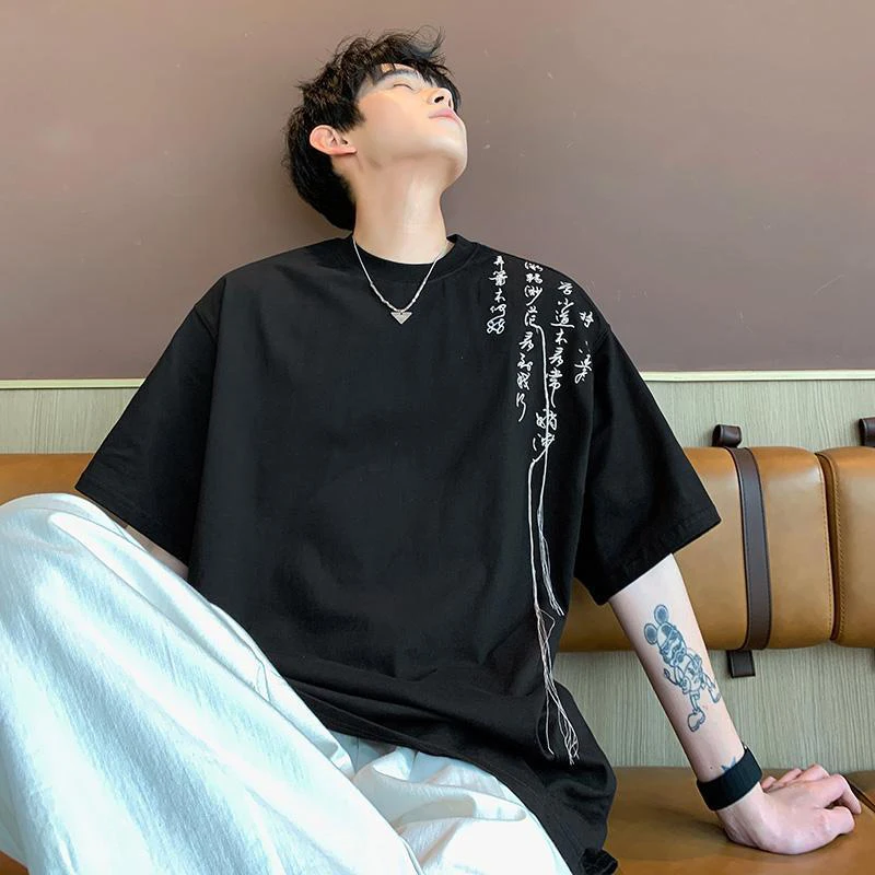 Chinese Character Print Summer Short Sleeve Round Neck New Trend Top Casual Men Hip Hop T Shirt Fashion Simple Oversized Clothes
Chinese Character Print Summer Short Sleeve Round Neck New Trend Top Casual Men Hip Hop T Shirt Fashion Simple Oversized Clothes