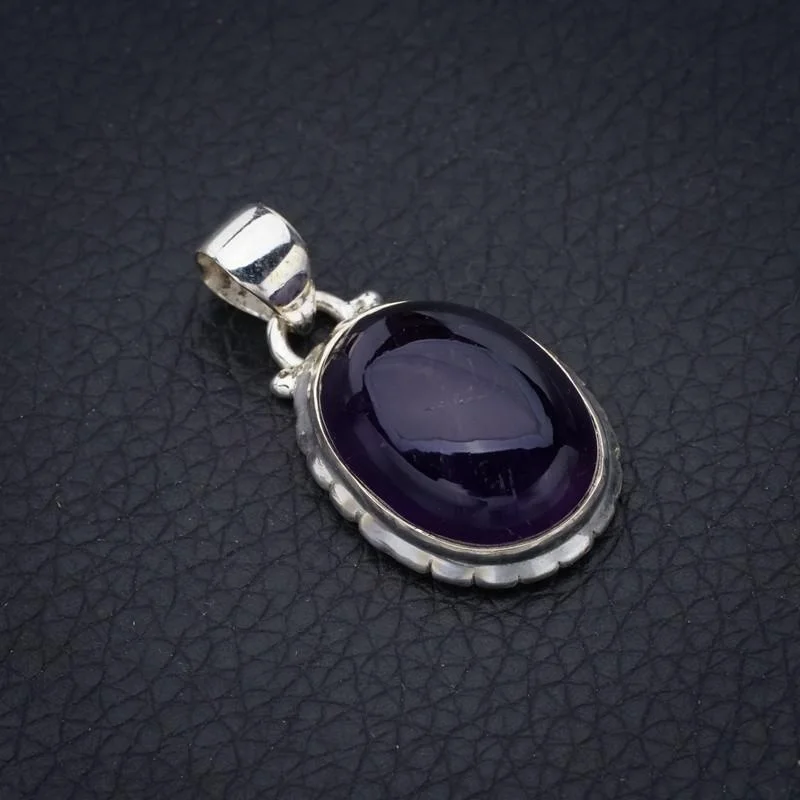 

StarGems Natural Amethyst Handmade 925 Sterling Silver Pendant 1.25" F5315