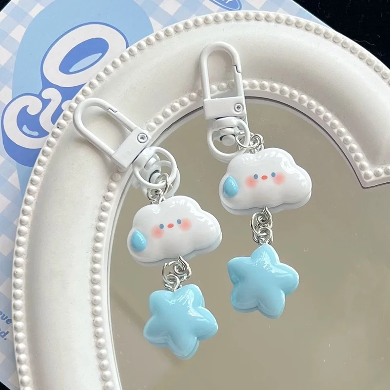 

Cute Cloud Blue Star Keychain Car Keys Accessories Cartoon Kawaii Keyring For Women Handbag Bag Charm Pendant Key Chains