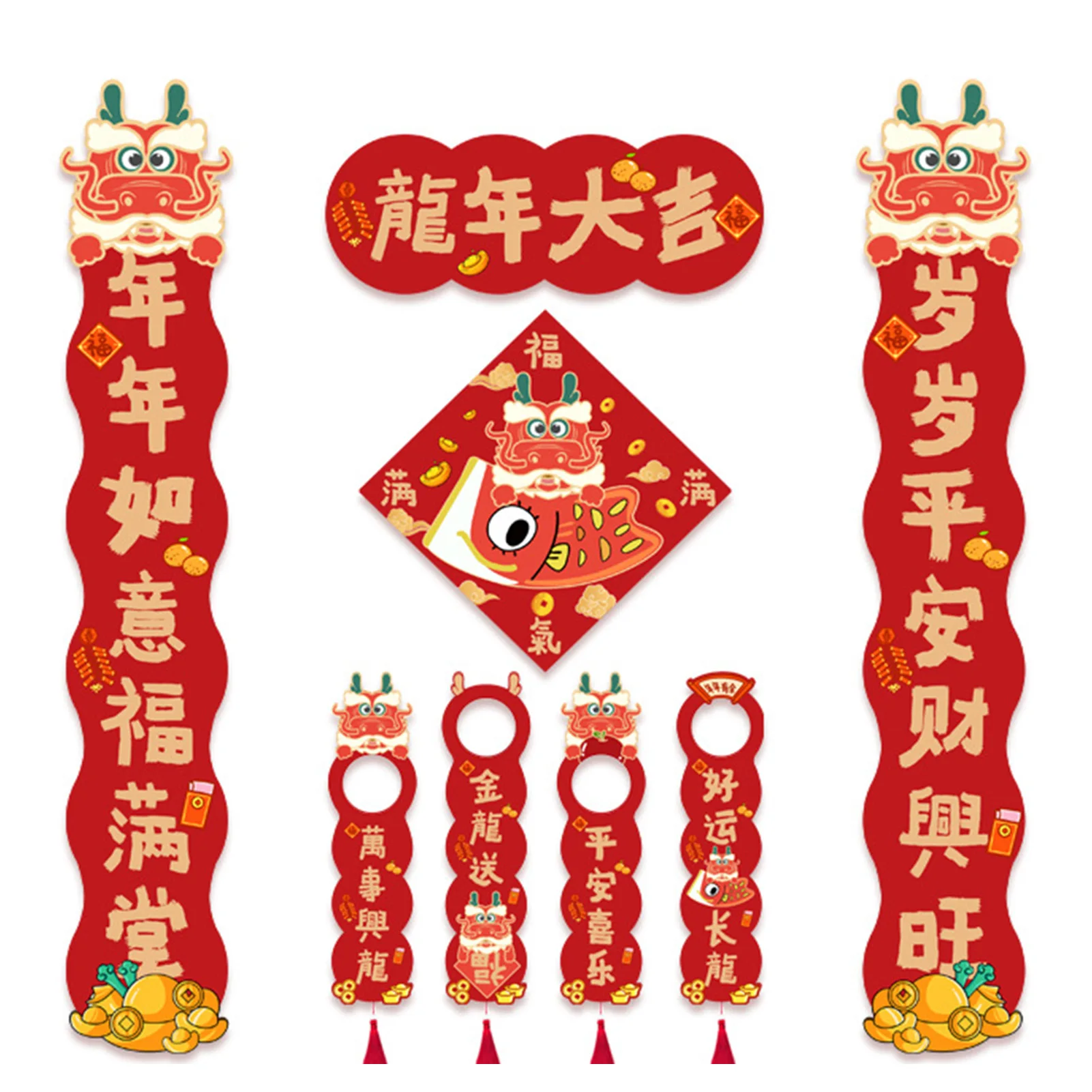 

Китайские новогодние пары, новогодние украшения 2024, традиционные праздничные украшения для дверей и окон, Декор