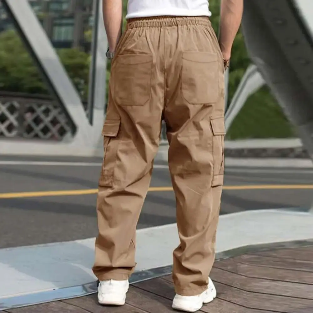 

Outdoor Hiking Cargo Pants Versatile Men's Cargo Pants Stylish Elastic Waistband Multi Pockets Hip Hop Slacks for Comfortable