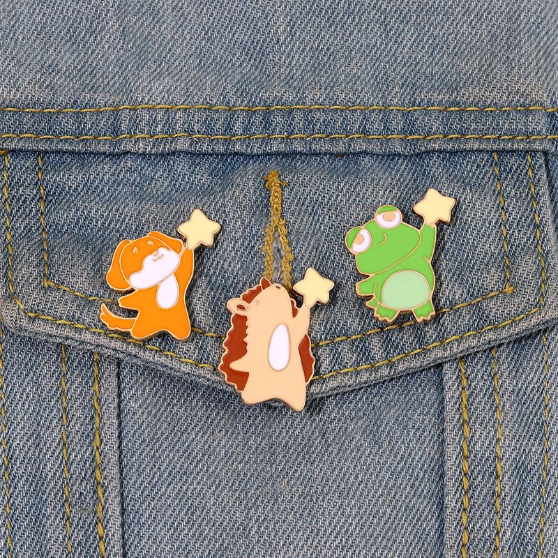 Enamel Pin Custom Dog Frog Hedgehog Brooches Lapel Badge Animal Jewelry Gift for Kids Friends Pick The Stars
Enamel Pin Custom Dog Frog Hedgehog Brooches Lapel Badge Animal Jewelry Gift for Kids Friends Pick The Stars