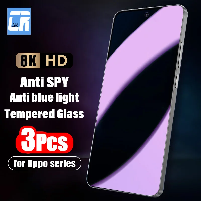 

1-3PCS Anti Spy Anti-Blue Light Tempered Glass For OPPO Reno 8 7 6 5 4 SE 3 2Z Privacy Screen Protector for OPPO Reno 8 Pro Plus