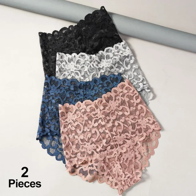 Culottes sexy en dentelle florale pour femmes, 2 pièces, slips taille haute, lingerie douce, sous-vêtements féminins confortables, culottes intimes pour filles, L-XXL 1